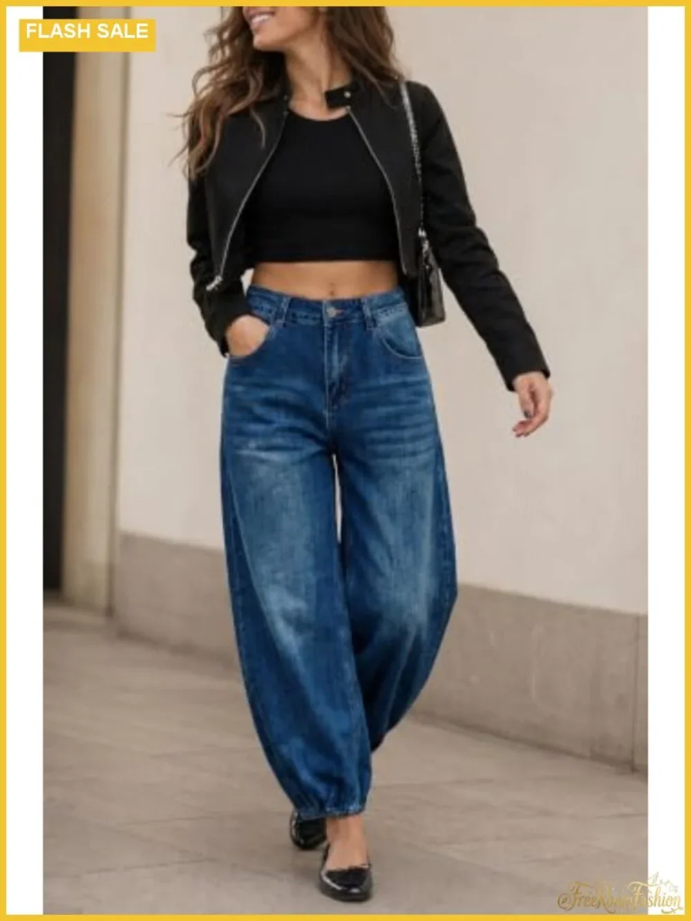 Women's Baggy Wide Leg Harem Jeans High Waisted Y2K Denim Pants